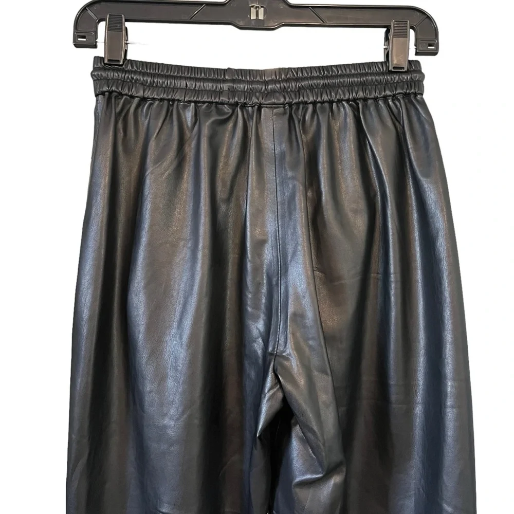 NWT, BLANK NYC Black Faux Leather Jogger Pants Drawstring, Sz 26 - Picture 7 of 15